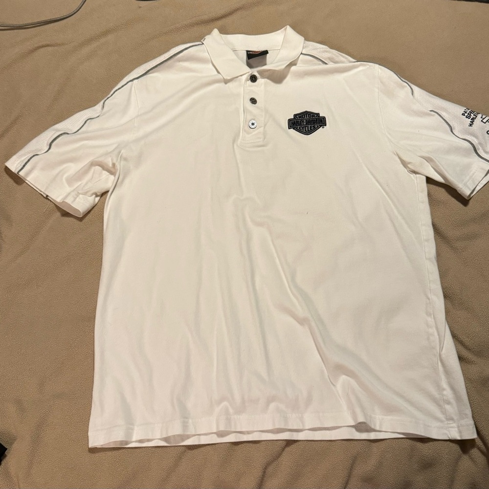 White Harley Davidson Polo Shirt, Large